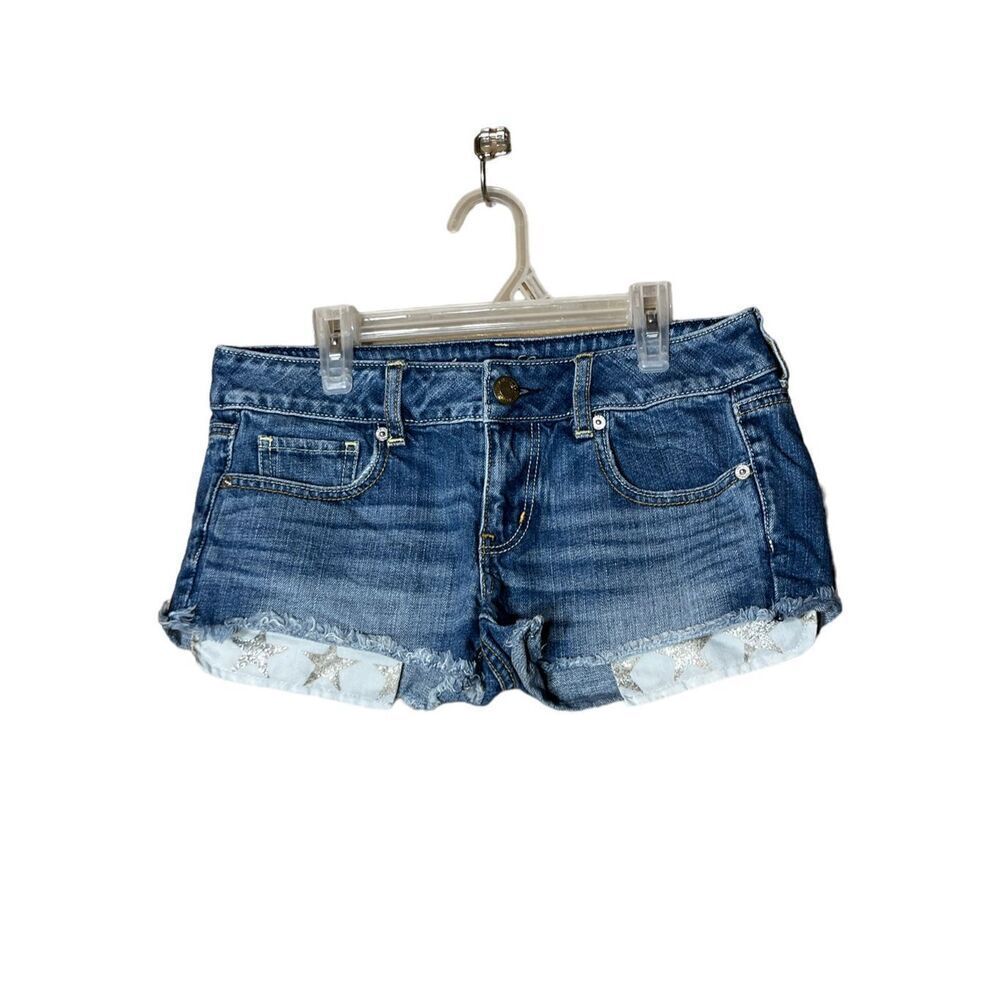Vintage‎ Y2K American Eagle Gold Star Jean Shorts Size 4